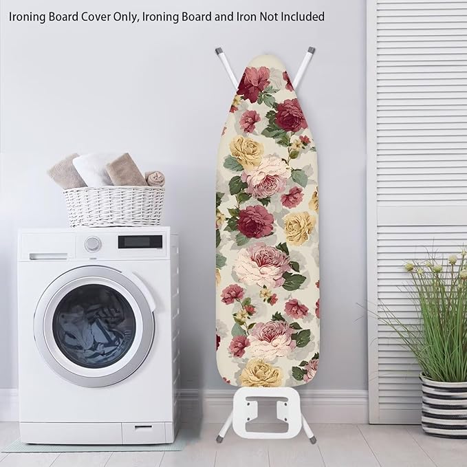 Flower Heavy Duty Ironing Board Cover and Pad Stretch Thick Padding Scorch &