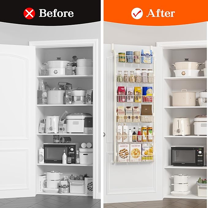 MIAOLI Over the Door Pantry Organizers and Storage, 6-Tier Spice Rack, Home &