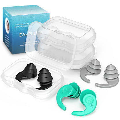 Swimming Ear Plugs for Adults,3 Pairs Waterproof Reusable Silicone Swim Earplugs for Swimming Surfing Snorkeling Showering and Water Pool,Beach,Ocean (Adults & Teens 14+)