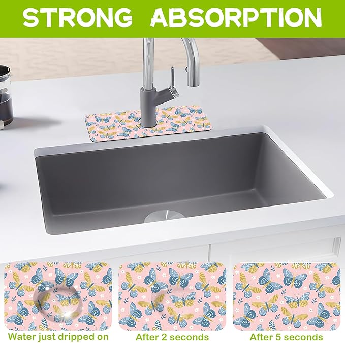 Kitchen Sink Splash Guard Faucet Mat Super Absorbent Fast Drying Mat Guard