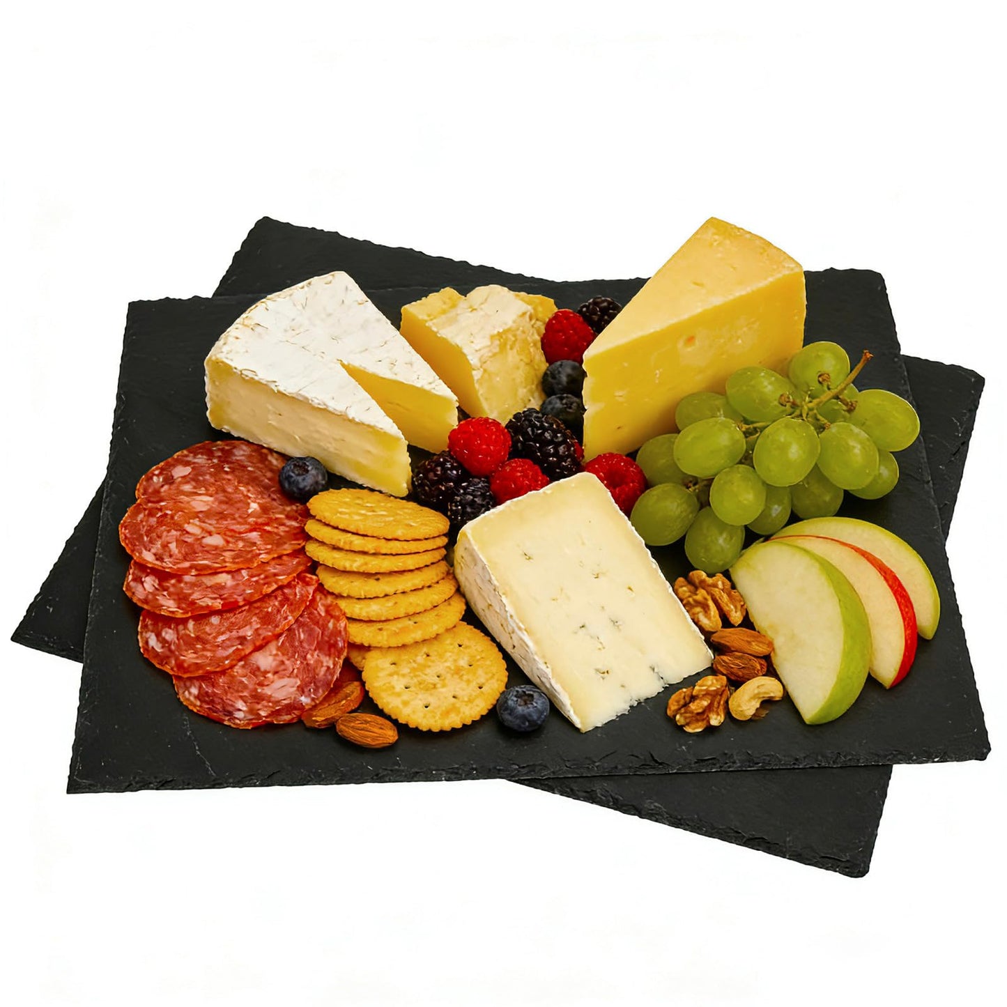 DASSNANE 2PCS 16inch*12inch slate cheese board tray charcuterie boards slate placemats,Natural food contact safe stone,Suitable for sushi, party, gift, fruit, meat