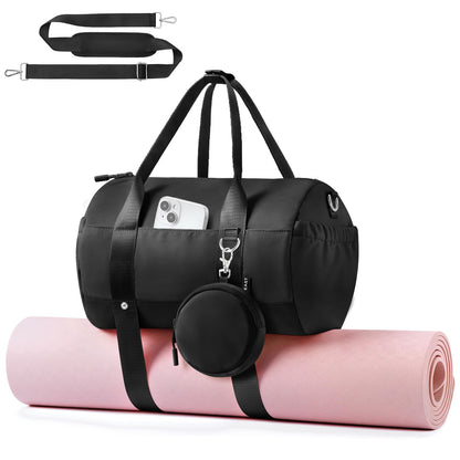 TOPEAST Small Gym Bag for Women, Mini Sports Yoga Bag Gym Tote Bag with Yoga Mat Holder, Small Sports Duffle Bag with Water Bottle Pocket & Wet Pocket for Travel Dance Workout, Black