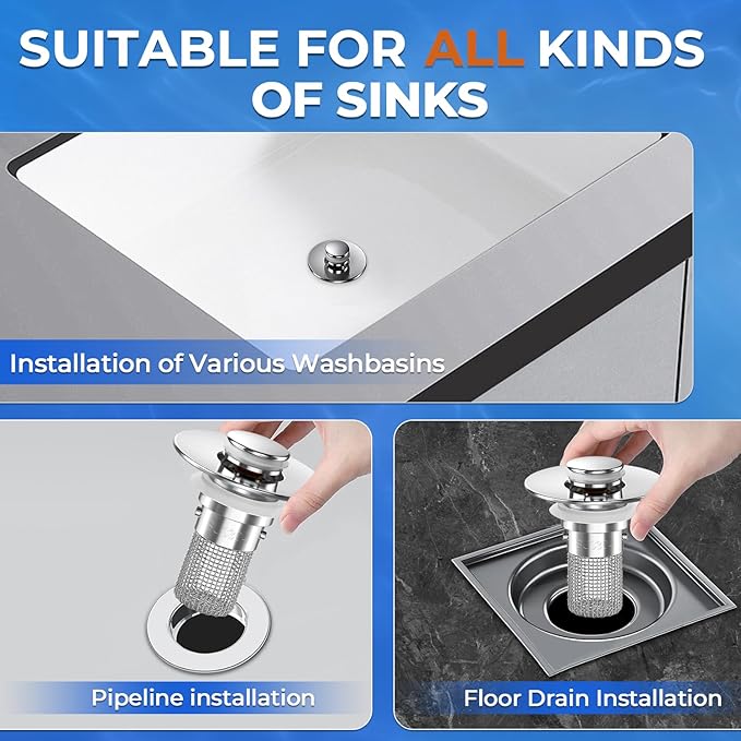 Sink Stopper Hair Catcher, Pop-up Sink Drain Strainer