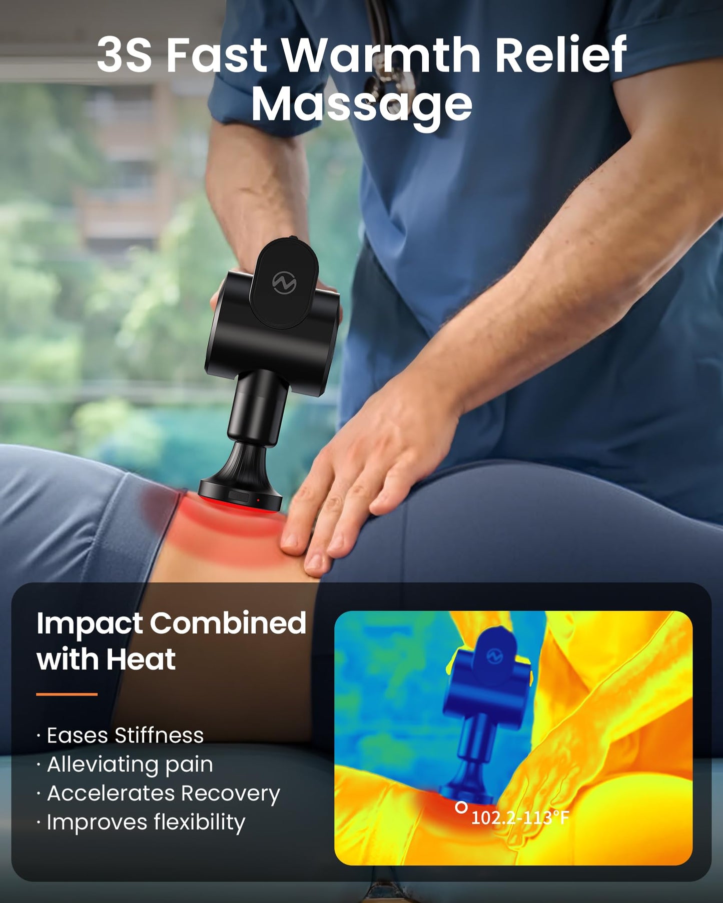 NAPRE Foldable Massage Gun Deep Tissue with 5 Adjustable Angles,Portable Handheld Percussion Back Massager for Muscle/Neck/Body Pain Relief with Long Extension Metal Handle,32-Speeds,with Carry Case