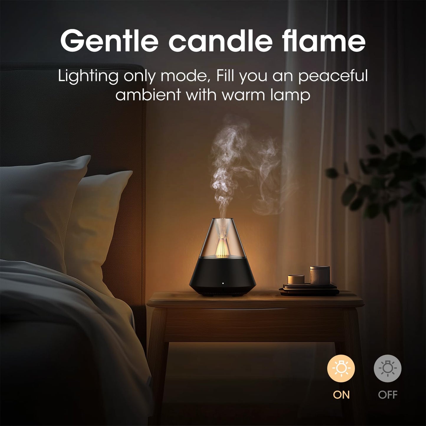 Essential Oil Diffuser, Modern Style Aromatherapy Aroma Diffusers with Candle Light, Fragrance Ultrasonic Cool Mist Humidifier, Remote Control, Auto Shut-Off, for Home Living Room Office