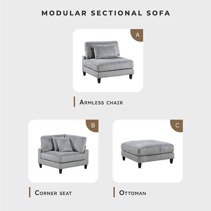 Lexicon 120 Inch Modular Sectional Sofa