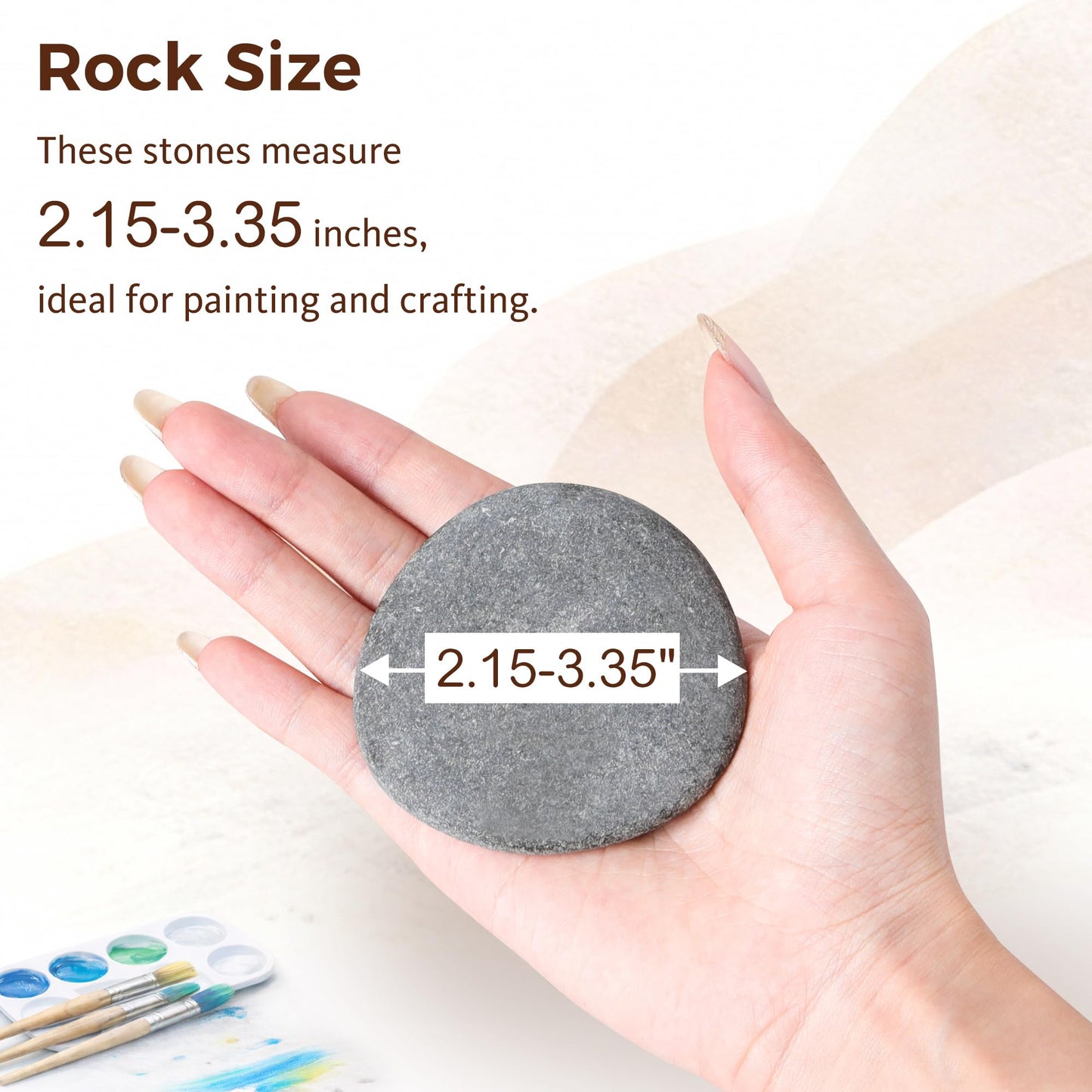 ROCART 100 PCS Large 2.15-3.35" Smooth Natural River Rocks for Painting, Flat Painting Rocks & Craft Stones for Arts, Kindness Rocks, Garden & Classroom Projects