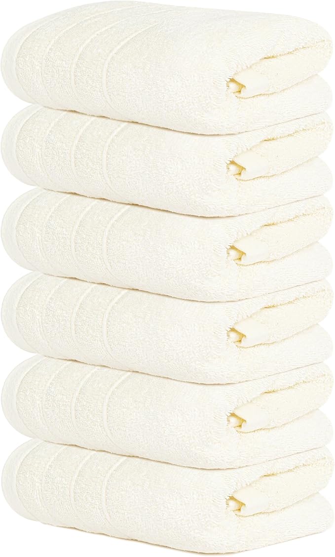 Tens Towels Pack of 6 Hand Towels, 100% Cotton, Lighter Weight, Quick to Dry
