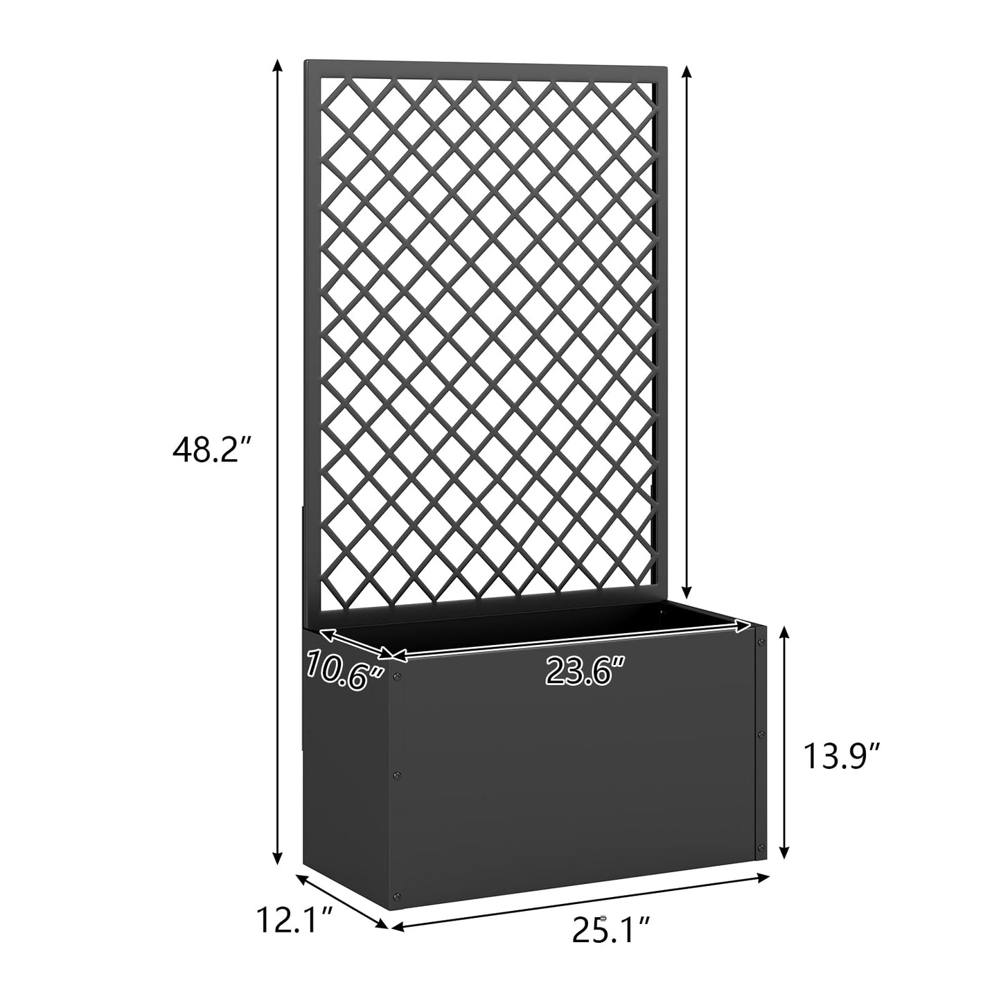kinbor Planter with Trellis - Set of 2 Planter Boxes Outdoor, Metal Raised Garden Bed with Lattice Trellis for Climbing Plants, Black Flower Boxes Outdoor