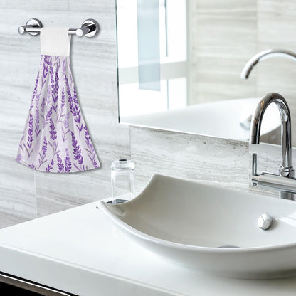 Boccsty Purple Lavender Hanging Kitchen Towels 2 Pieces Spring Summer Flower Floral Dish Cloth Tie Towels Hand Towel Tea Bar Towels for Bathroom Farmhouse Housewarming Tabletop Home