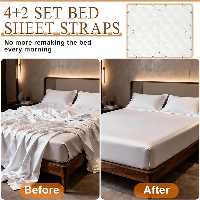 16 Pcs Bed Sheet Straps Sets-2 Style Adjustable Bed Sheet Fasteners Holders