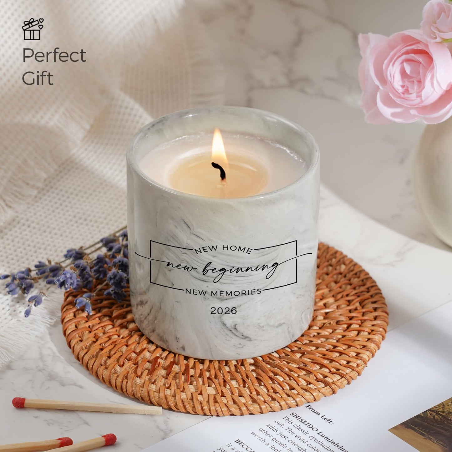 House Warming Gifts New Home 2026 - Housewarming Candle Gift for Women, Men, Friend, Family, New Neighbor - New Homeowner Gift Ideas House Warming Party Decor Ceramics Lavender Scented Candle
