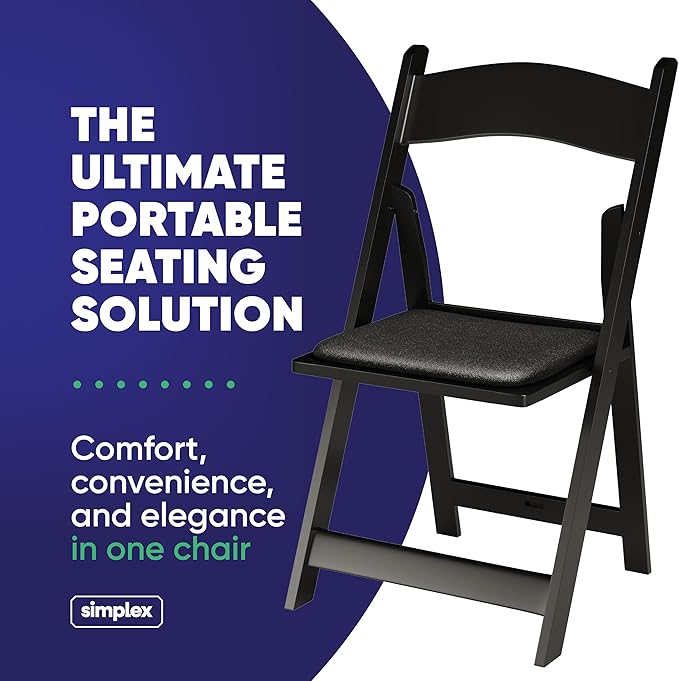 300 Black Resin Stackable Folding Chair - Comfortable Black Foldable Chair - Folding Chairs with Padded Seats - Indoor/Outdoor Folding Chairs for Events - Lightweight Foldable Chairs (300 Pack)
