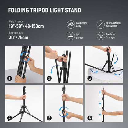 NEEWER Ring Light Kit: 18"/45cm Outer 55W 5600K Dimmable LED Ring Light, Light Stand, Carrying Bag for Camera, Smartphone, YouTube, TikTok, Self Portrait Shooting, Black