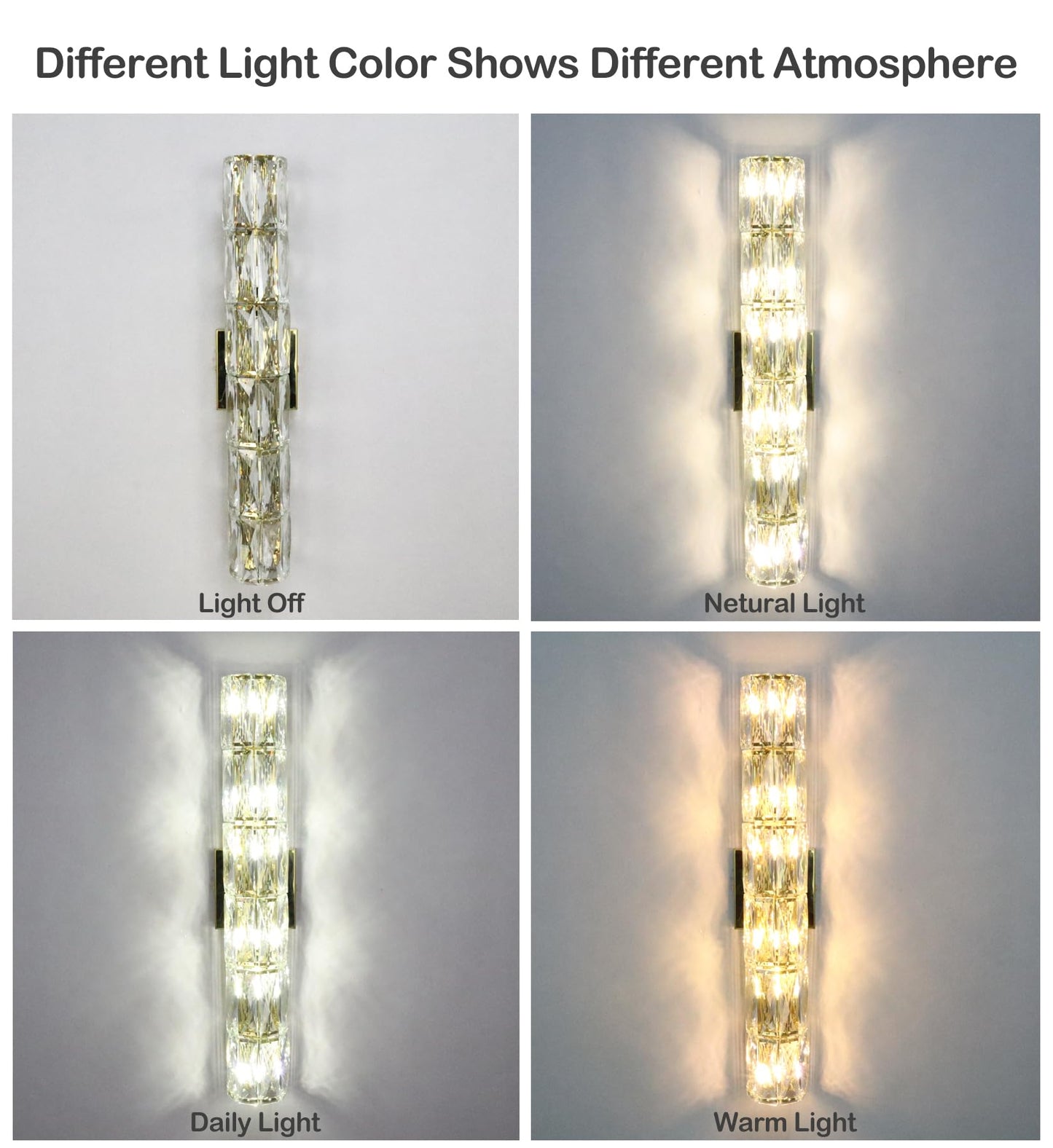 SAMTEEN 24-Inch Crystal Wall Sconce Gold Sconces Wall Lighting Mid-Century Modern 6-Light Luxury Brass Glass Wall Light Fixture for Bedroom Hallway Bathroom Vanity Light Fixtures