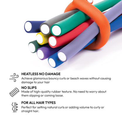 Red by Kiss 36PCS Flexi Rods, Flexible Curling Rods, Twist Foam Hair Rollers, No Heat Hair Curlers 7" Sets