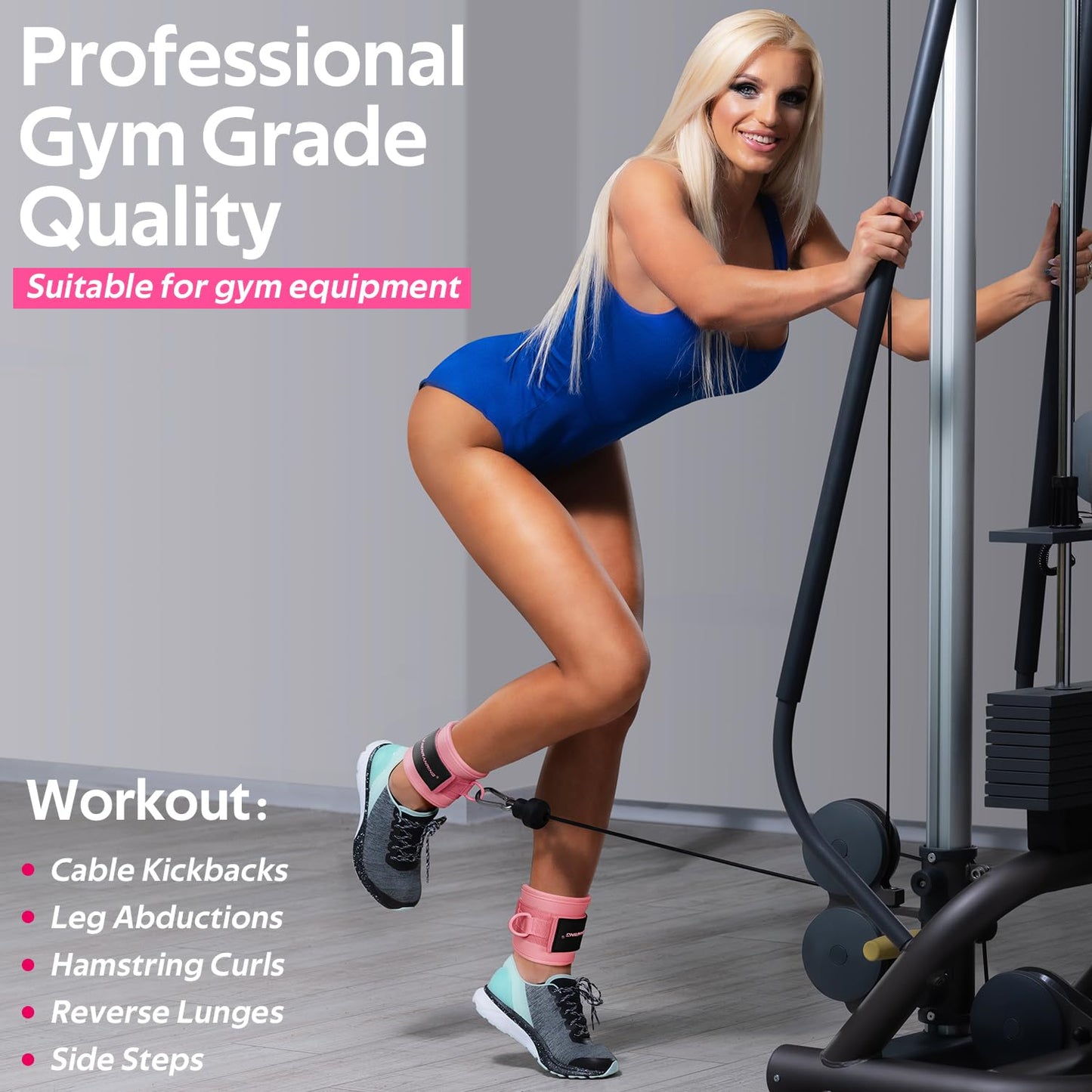 Ankle Resistance Bands with Cuffs, Ankle Bands for Working Out, Home Gym Workout Equipment, Butt Exercise Equipment Booty Bands Exercise Bands for Women Legs and Glutes