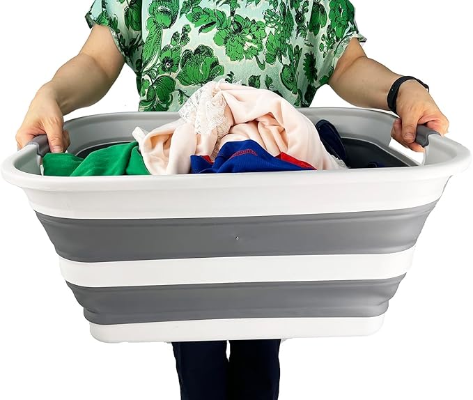 SAMMART Set of 2 Collapsible Plastic Laundry Basket