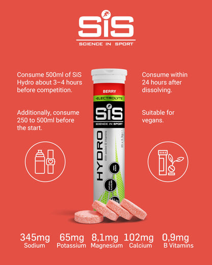 Science in Sport Hydro Electrolyte Tablets 160 pcs. Berry – Vegan & Gluten-Free, Ideal to Promote Hydration and Maintain Electrolytes Balance (Packaging May Vary)
