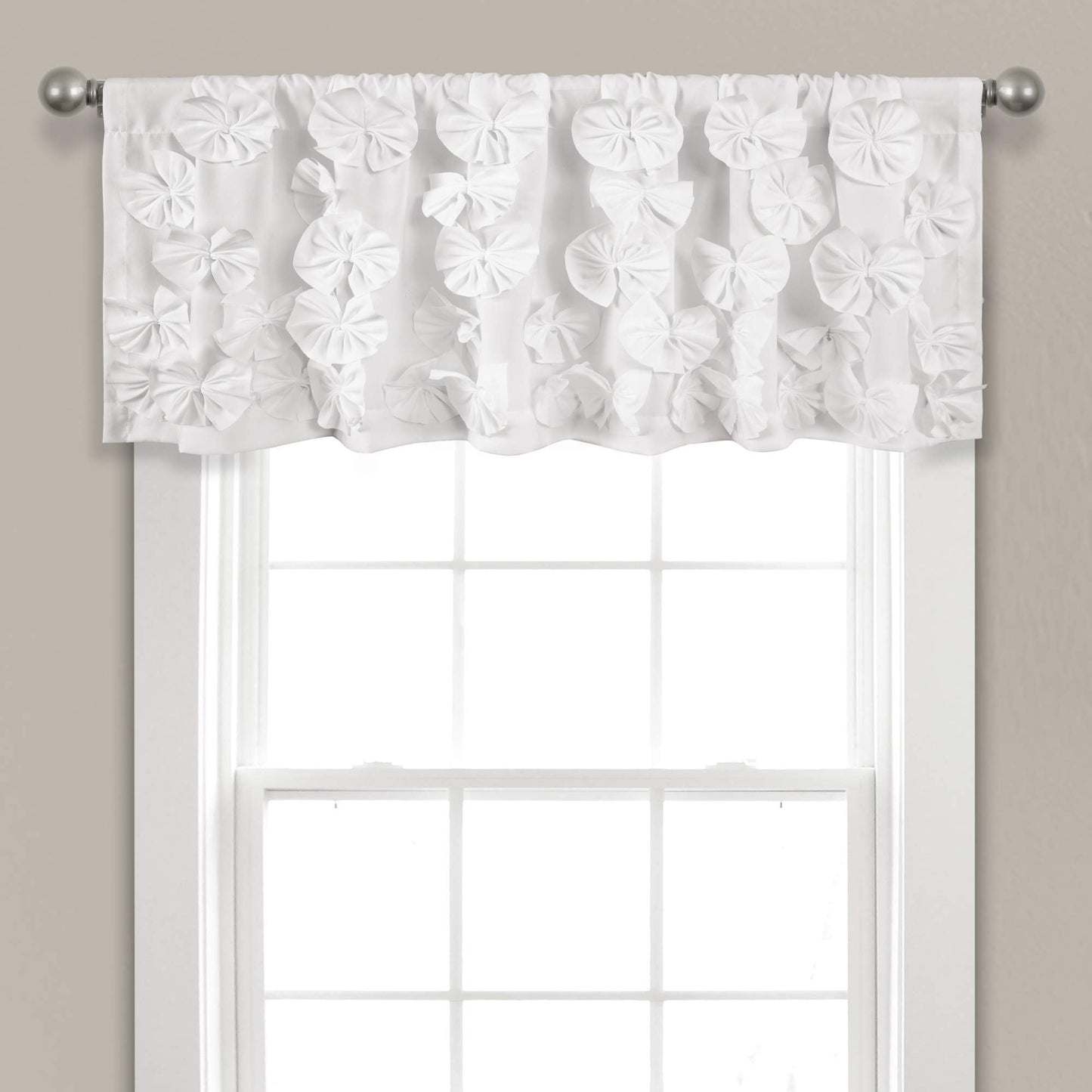 Lush Decor Riley Window Valance, Single 54" W x 18" L, White - Valance Curtains - Kitchen Valances for Windows - Bathroom Window Curtains