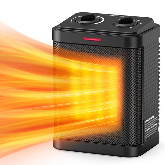 1500W Small Space Heater for Indoor Use, PTC Ceramic Space Heater with Thermostat, 3 Modes, Safety Quiet Heating, Multiple Protection, Portable Heater for Office Room Desk Use