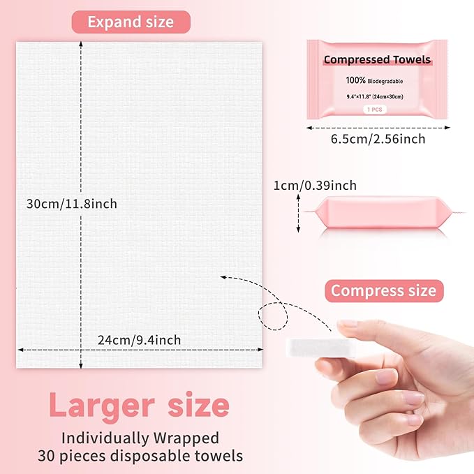 Disposable Compressed Face Towels, Ultra Soft Large Size Compressed Towel