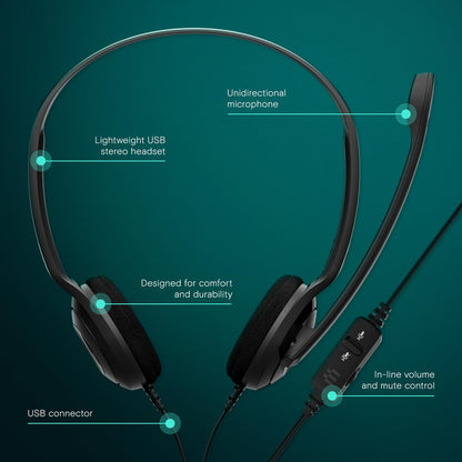 Sennheiser PC 8 USB - Stereo USB Headset for PC and MAC with In-line Volume and Mute Control - Black