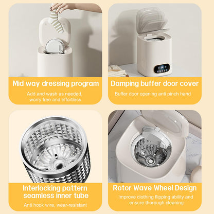 Portable Fully Automatic Washing Machine, 9L Compact Underwear Mini Washer with LCD Touch Control Screen, One-Touch Operation, Easy Installation, Ideal for Apartments, Dorms, RVs & Travel, 110V