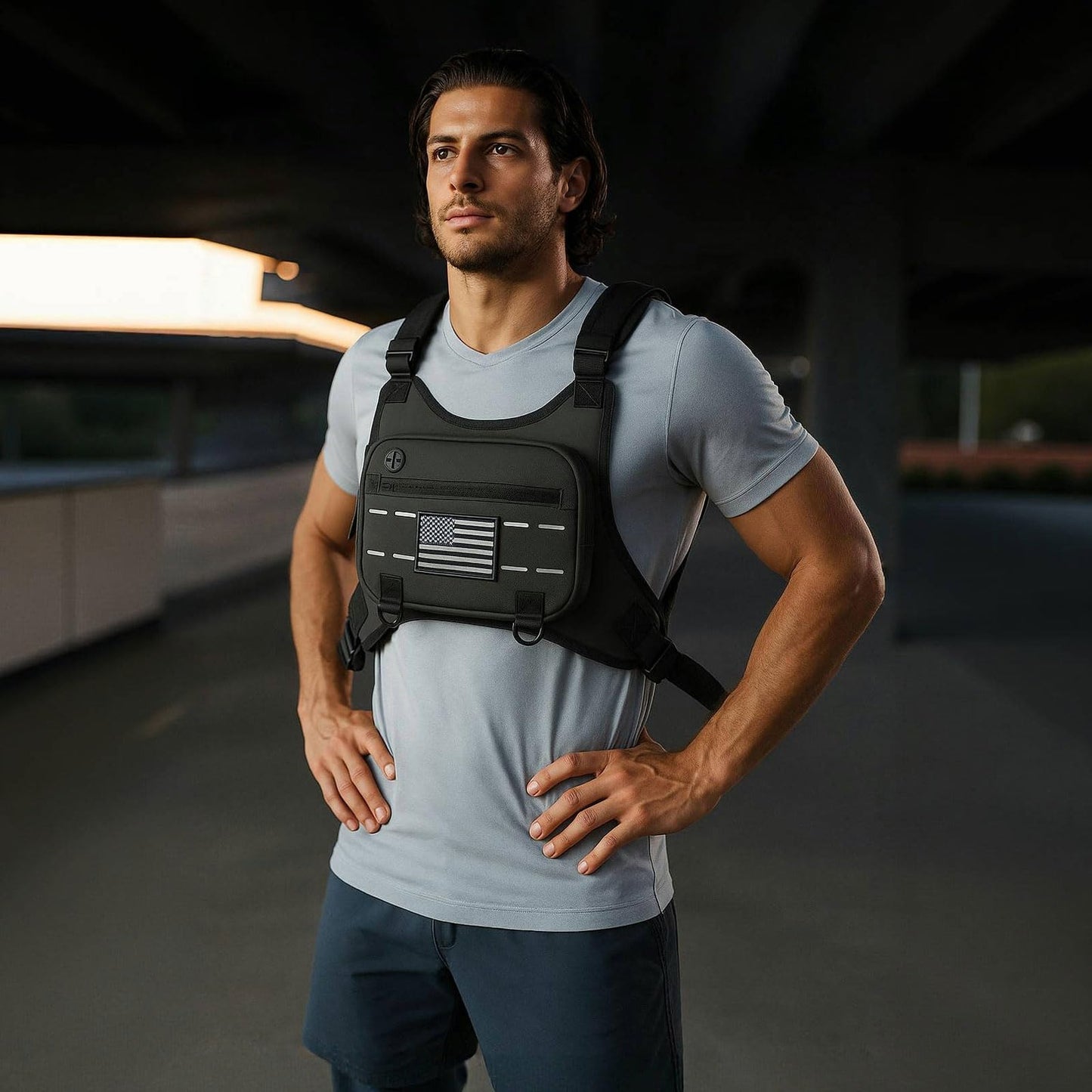Sports Chest Bag For Men Women, Running Vest Bag With Built,Phone Holder For Workouts&Ski&Cycling&Hiking,Motorcycle Accessories