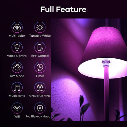 Linkind Matter Smart RGBTW Bulb, E27 Smart Bulb, Smart LED Light Bulbs Screw, 9W, 806lm, Smart Led Bulb with Music Sync,Works with Apple Home/Siri/Google Home/Alexa/SmartThings, 2 Pack