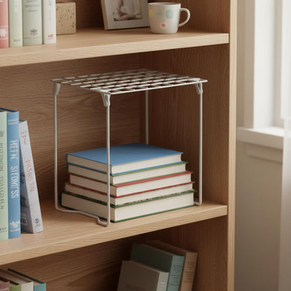 Honey-Can-Do Stackable Steel Wire Locker Shelf, Silver Metal Storage Rack Organizer, Heavy Duty Height Adjustable School & Gym Locker Insert, Space-Saving Utility Shelving