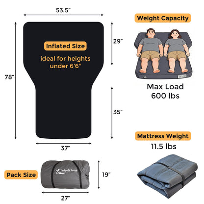 4-Inch Hybrid Air Foam Tesla Model Y Mattress, Self-Inflating SUV Car Sleeping Pad with Multi-Functional Rechargeable Pump, Comfortable & Flat Car Bed for Camping or Travel (Anthracite Gray)