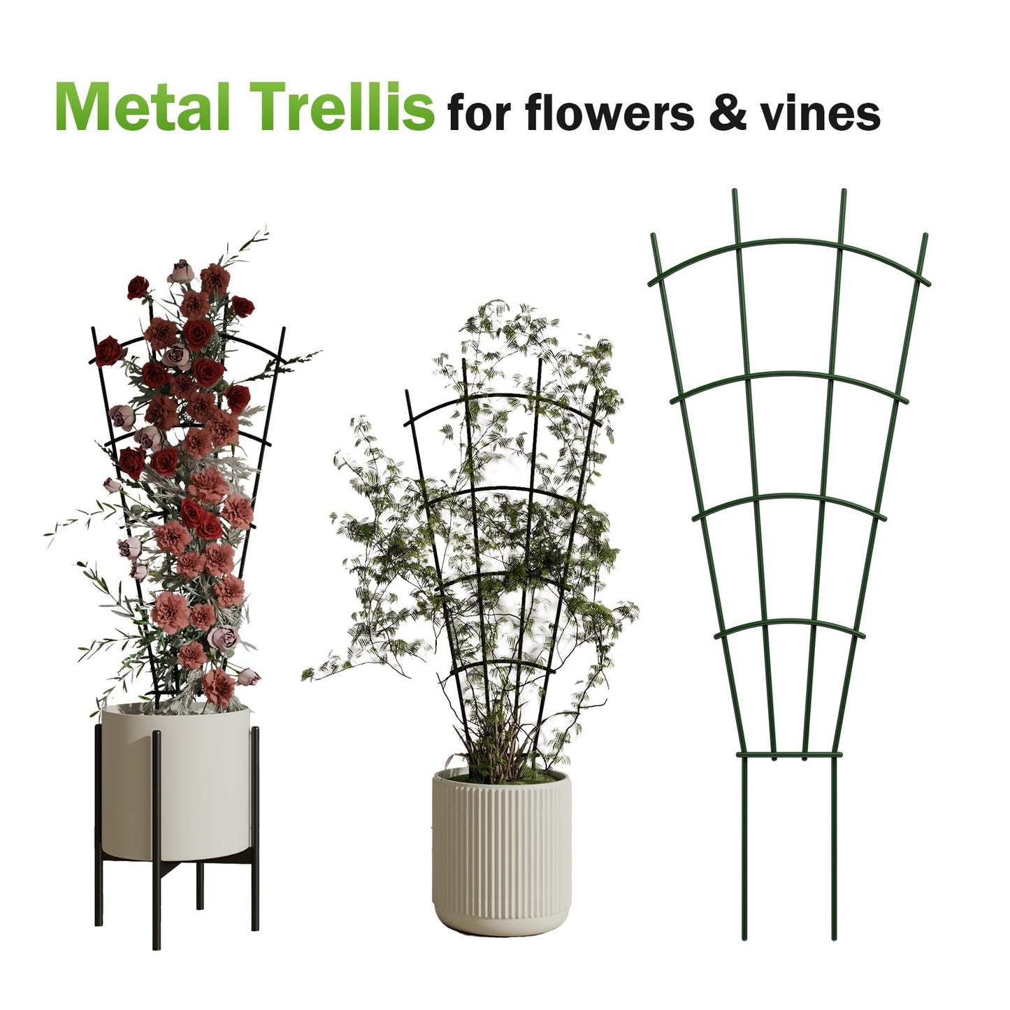DOLEMODUO 6-Pack Metal Trellis for Potted Plants, 32" Heavy Duty Garden Trellis for Climbing Plants, Rustproof Powder Coated Indoor/Outdoor Trellis for Climbing Vines, Flowers, Houseplants