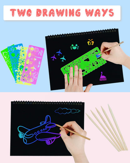 OSLINE Arts and Crafts for Kids Ages 3-5-10 Girls Boys,Rainbow Scratch Paper Art Notebooks,Art Supplies Kit for Gift, Party Favor Toys for 4-8 Year Old,Easter Birthday Gifts for Kids 6-12