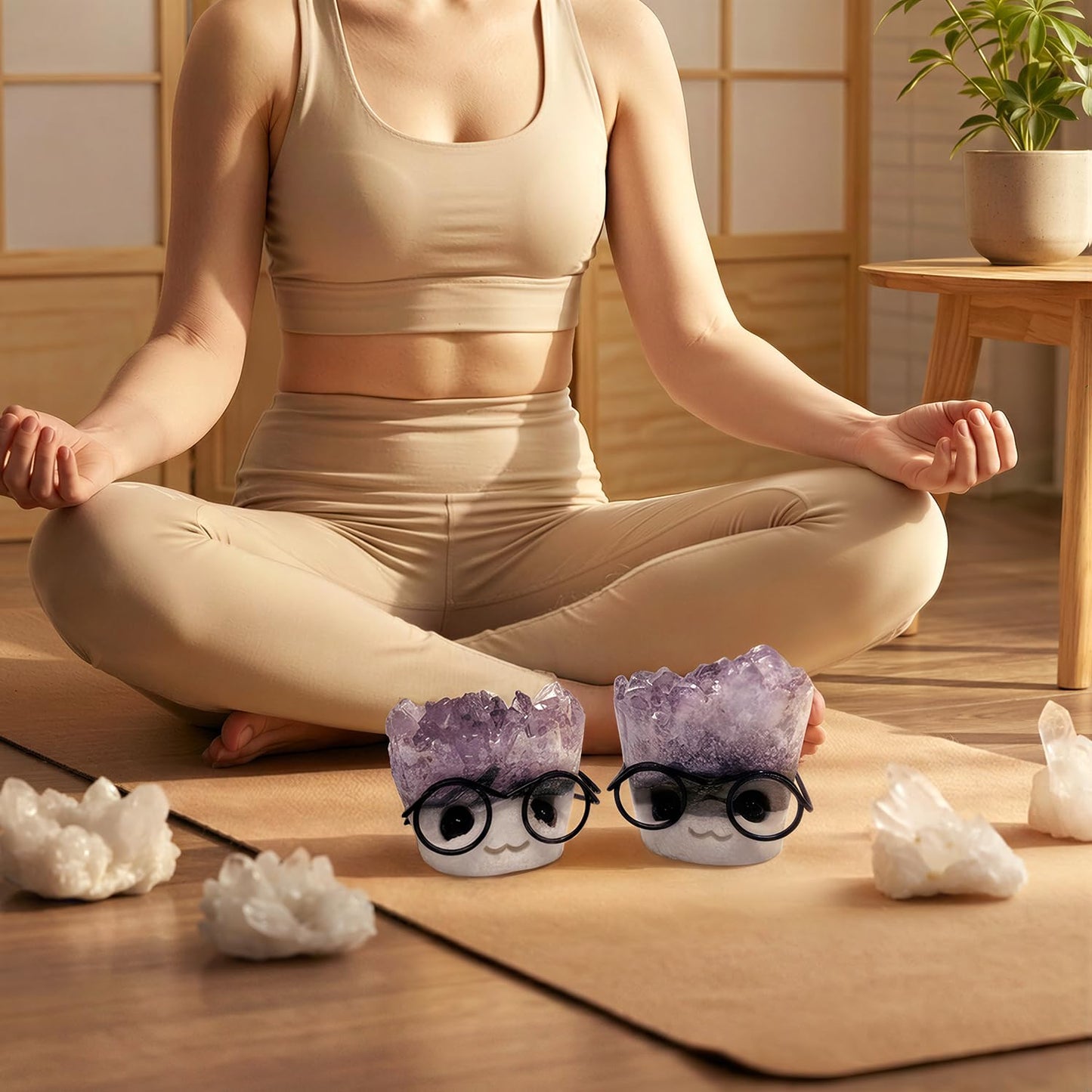 Estairkas Natural Crystal Hedgehog Pet Rock, Mystery Quartz Healing Crystal Buddy Punk Desk Decor, Cute Rock Collectors Gift for Coworkers, Friends, Birthday (Purple)