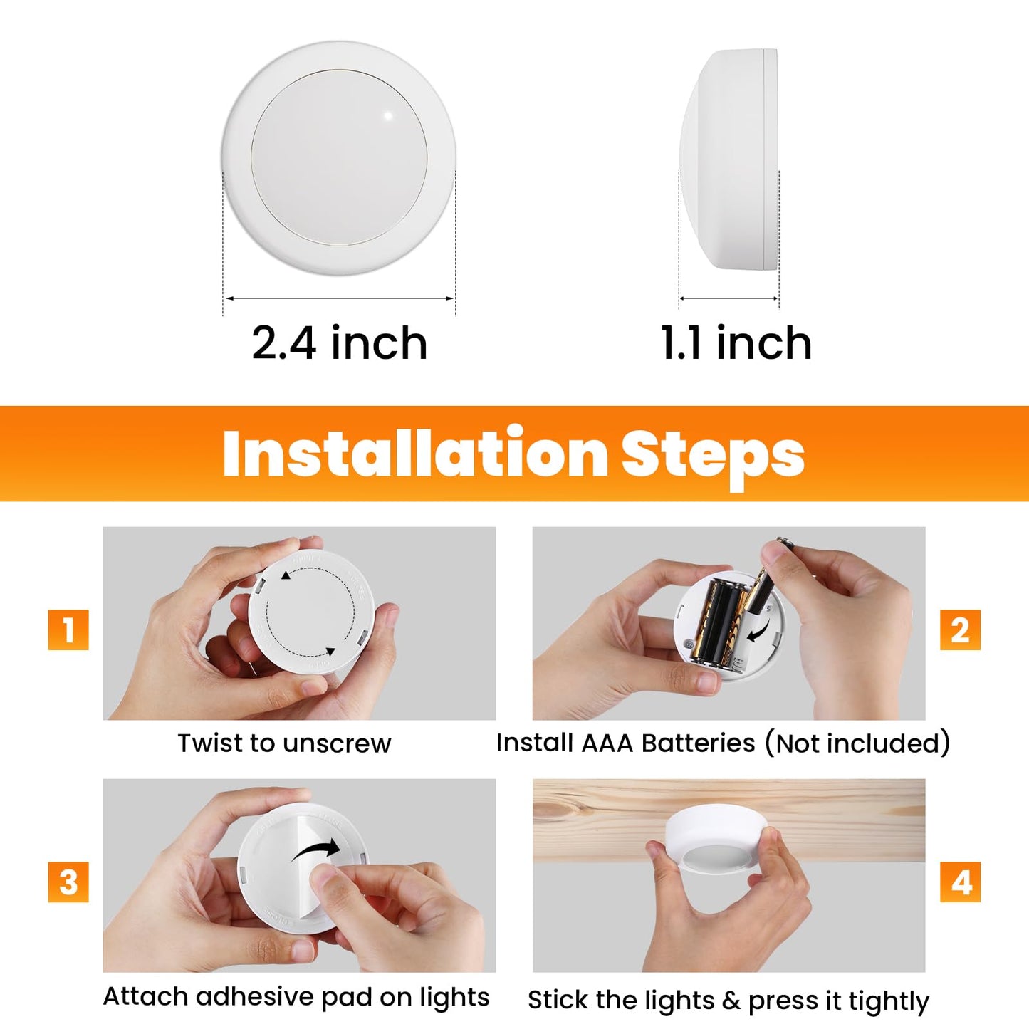 Ahuledlight LED Puck Lights with Remote Control, 16 Color Changing Wireless Under Cabinet Lighting with Dimmer & Timer, AAA Battery Operated,Under for Closet Bedroom Kitchen, Stair (12 Pack Black)