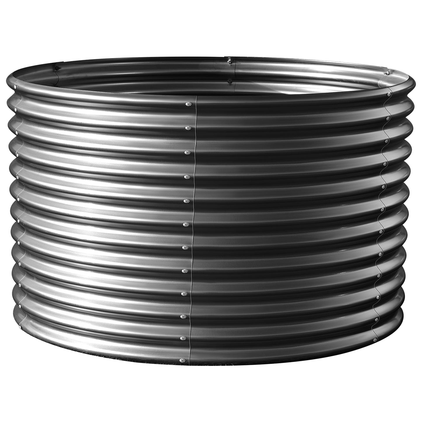 Land Guard 4×4×3ft Galvanized Raised Garden Bed Kit, Round Galvanized Planter Raised Garden Boxes Outdoor, Large Metal Raised Garden Beds for Vegetables, Grey