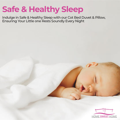 Home Sweet Home UK Toddler Cot Bed Duvet And Pillow Set - 100% Microfiber Anti Allergy 4.5 Tog Junior Baby Duvet And Pillow - Toddler Bedding Cot Bed Set 120 x 150 cm