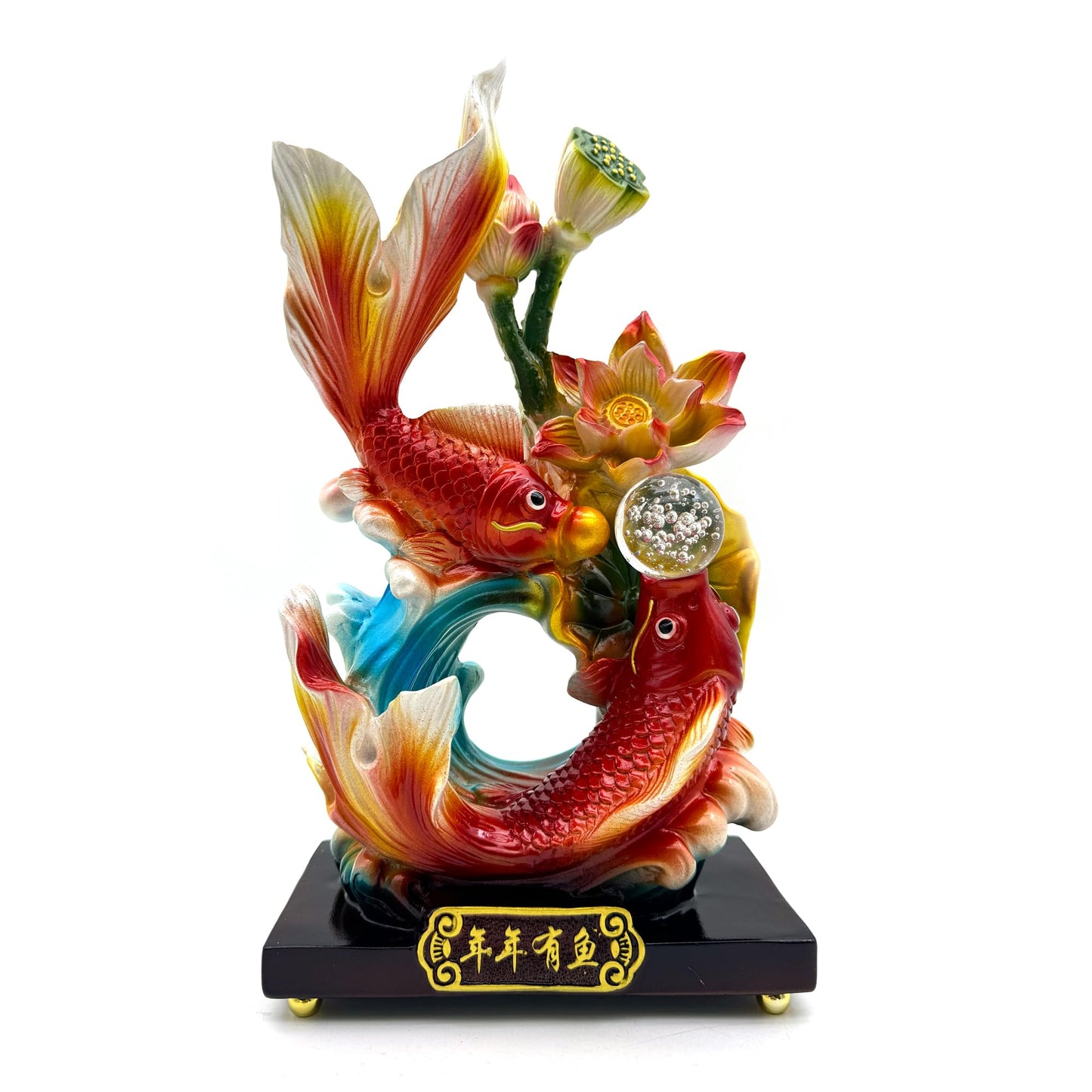 FUNSXBUG 13 Inch Large Chinese Feng Shui Fish Statue Feng Shui Decor Home Office Decoration Tabletop Decor Ornaments Good Lucky Gifts