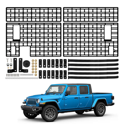 Utiiy Side Molle Panel Compatible with 2019-2024 Jeep Gladiator JT Bed Storage Cargo Rack Truck Bed Organizer No Drilling Fits for Gladiator Accessories