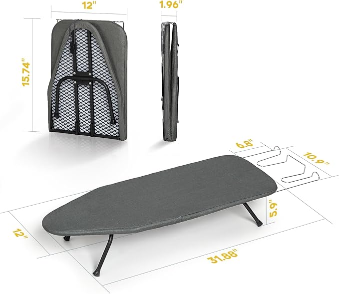 Small Ironing Board Tabletop, RAINHOL Compact Portable Iron Board Foldable