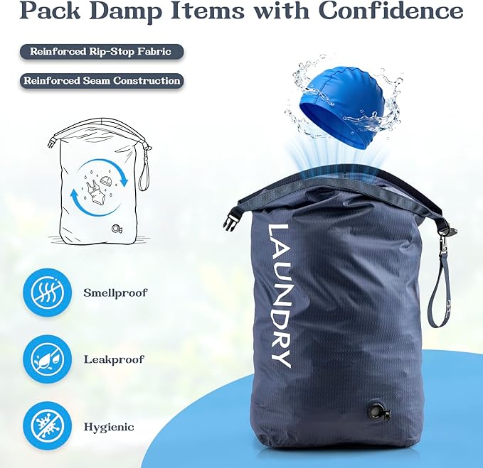 Travel Laundry Bag, Vacuum Compression Dirty Clothes Travel Bag, Waterproof