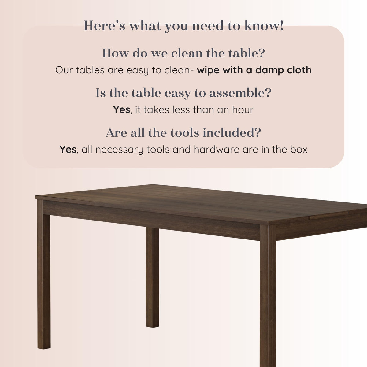 Grain & Grove Davie 60 Inch Dining Table, Large Rectangular Wooden Table for Kitchen/Dining Room, Wood Table for Dining Room, Home Office, Living Room Furniture, Walnut