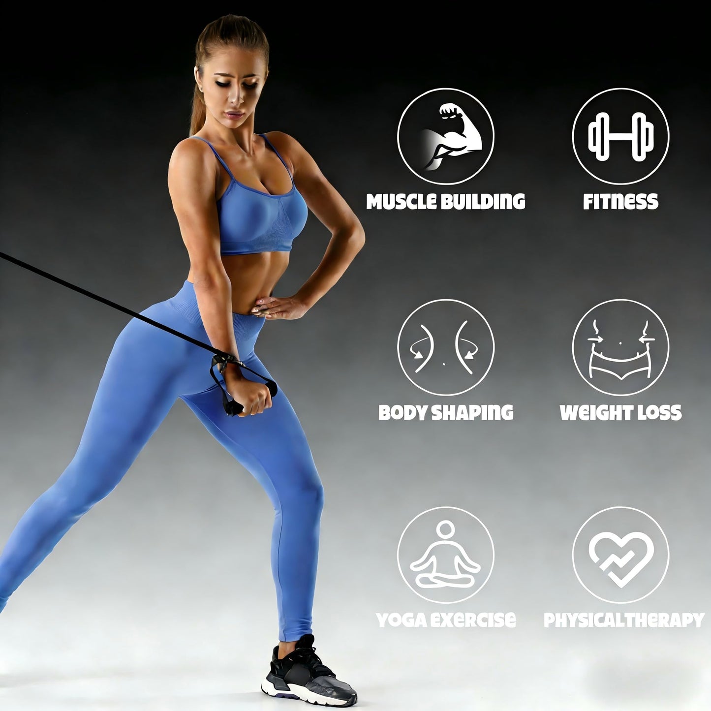 20 Pcs Resistance Bands with Handles for Home Workouts, Universal Exercise Bands Set for Physical Therapy & Rehabilitation, Multi-Functional Strength Training & Toning Elastic Bands for Women and Men