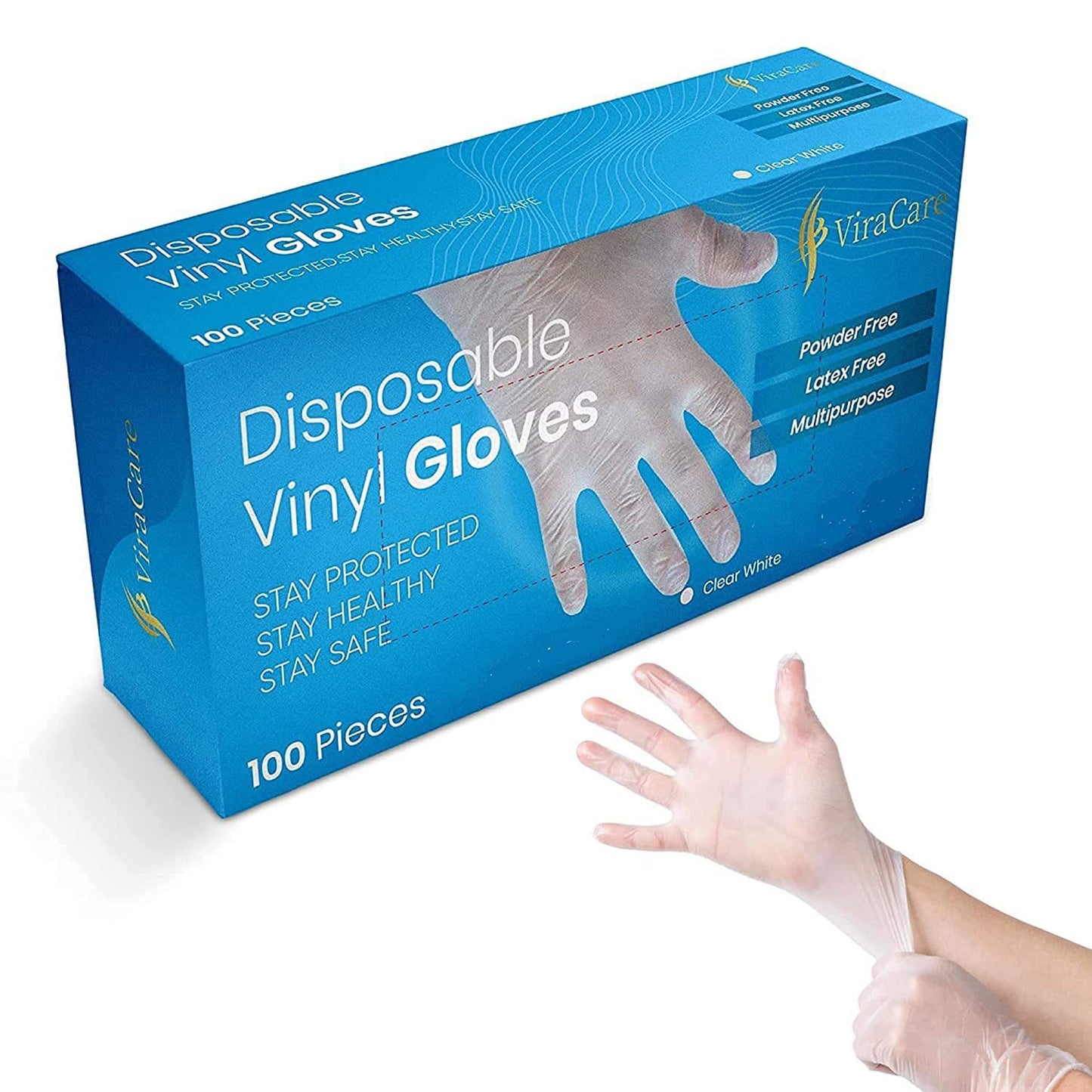 300 x Disposable Gloves | Vinyl Gloves Disposable | Latex free gloves | Powder Free Gloves | Strong And Non-Sterile | (Medium, 3 Packs of 100)