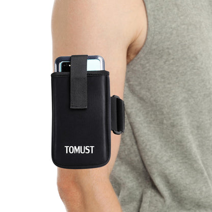 TOMUST Phone Holder with Three Strap, Lightweight Arm Band with Reflective Logo, Elastic Armband Sleeve with Case Fits iPhone and Android, Use for Running, Hiking, Fitness and Workouts, Women/Men
