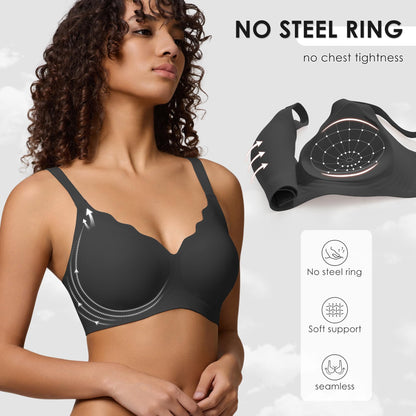 Wireless Seamless Jelly Bra for Women with Support - No Underwire Full Coverage Push Up Bras for Women