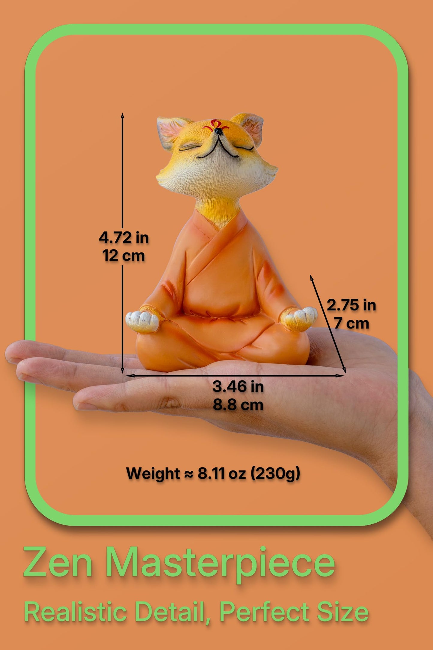 Fuzrea Zen Fox Figurine, Meditating Fox Buddha Statue for Home Decor, Living Room, Yoga & Meditation Accent, Shelf, Table, Desk Decor, Outdoor Garden Decor, Gifts for Women