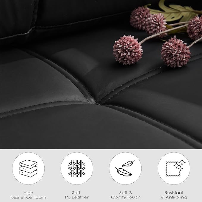 TYBOATLE Black Sectional Couches w/Side Pockets