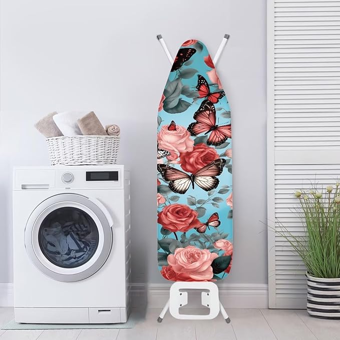 Floral Butterfly Ironing Board Pad, Extra Thick Heavy Duty Padded